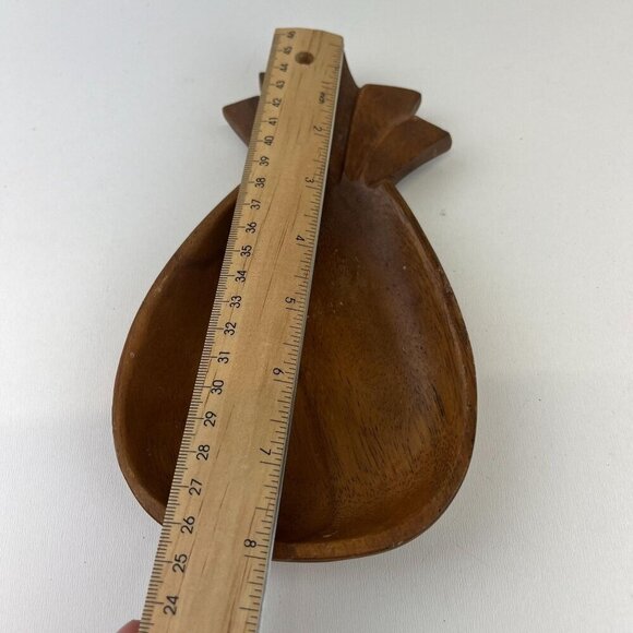 Vintage Monkey Pod Pineapple Shape Large Wooden Bowl Trinket Dish - Picture 4 of 7